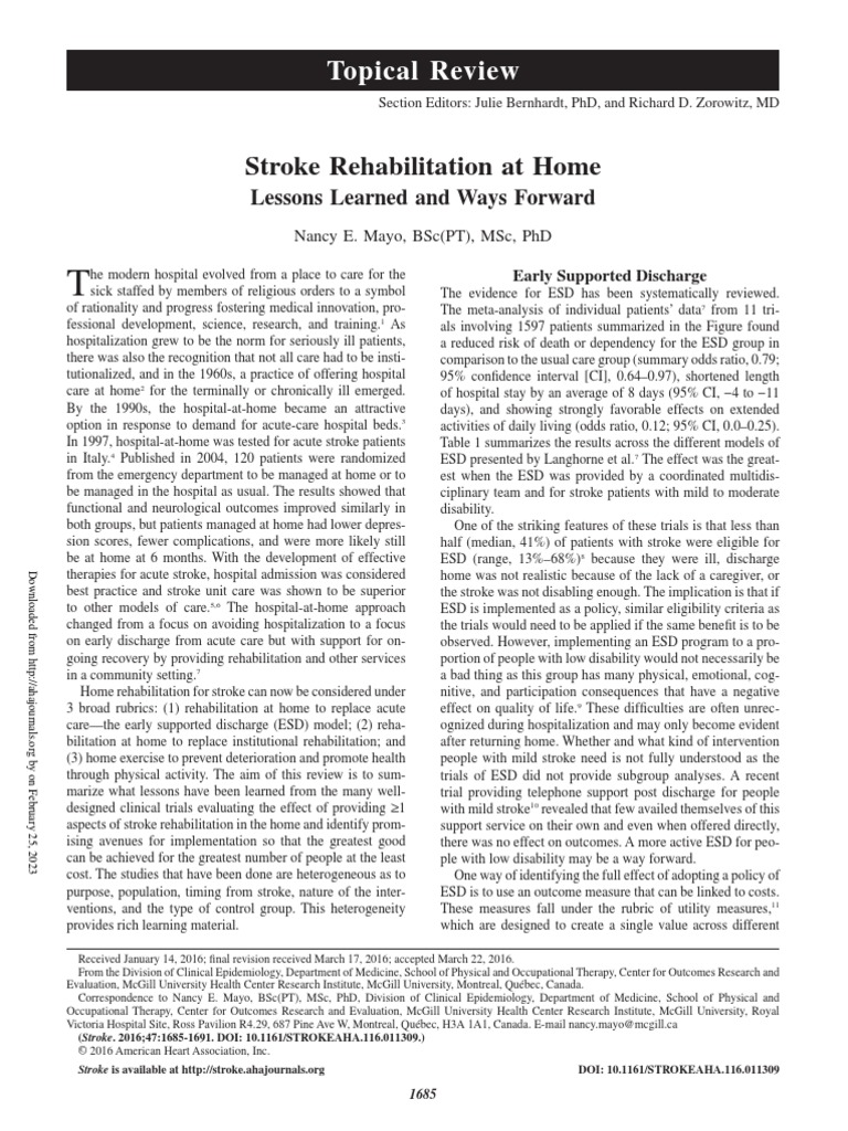 Strokeaha 116 011309 PDF Physical Therapy Stroke