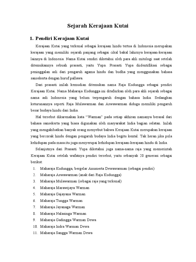 Ringkasan Tentang Sejarah Kerajaan Di Indonesia | PDF