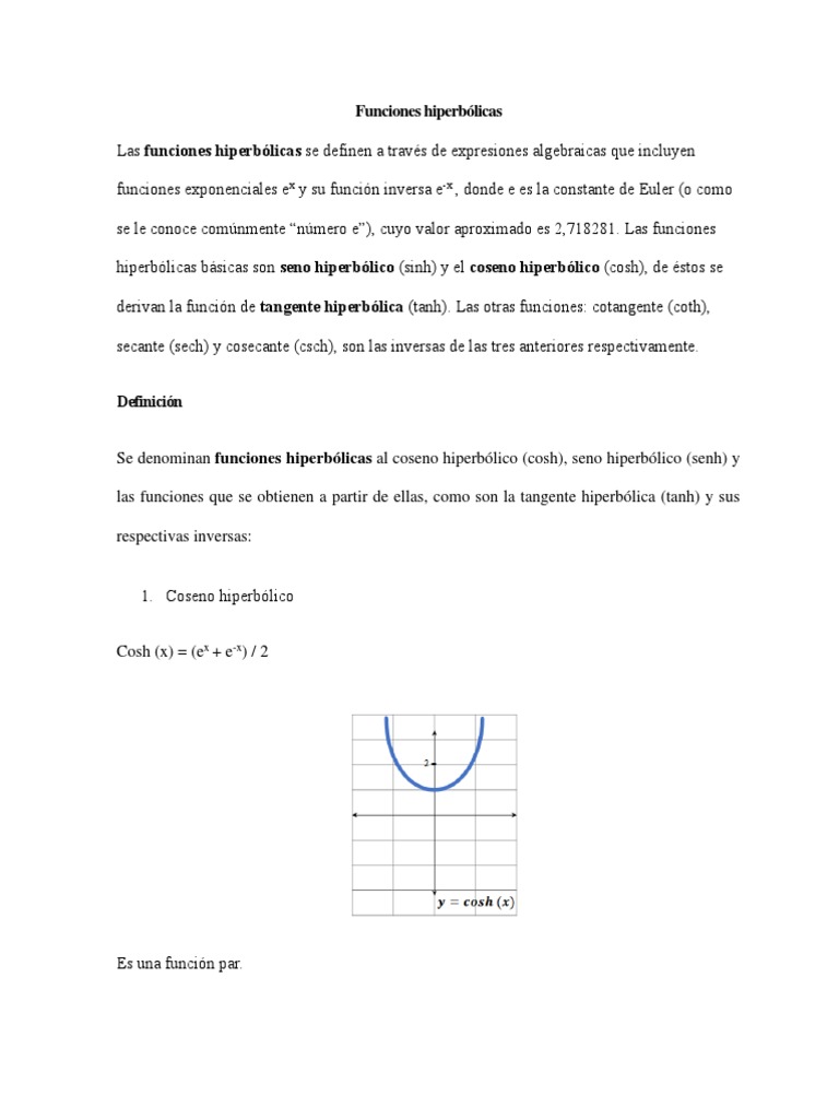 Funciones Hiperbólicas | Descargar gratis PDF | Geometría | Conceptos ...