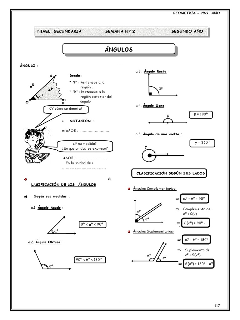 Clasificación de Ángulos - 2do Secundaria | PDF