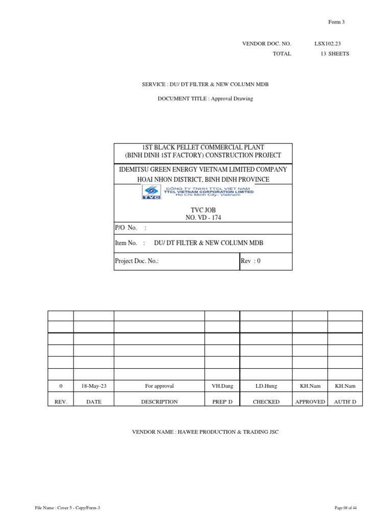 Hawee P&T Approval Drawing for MDB | PDF | Vietnam