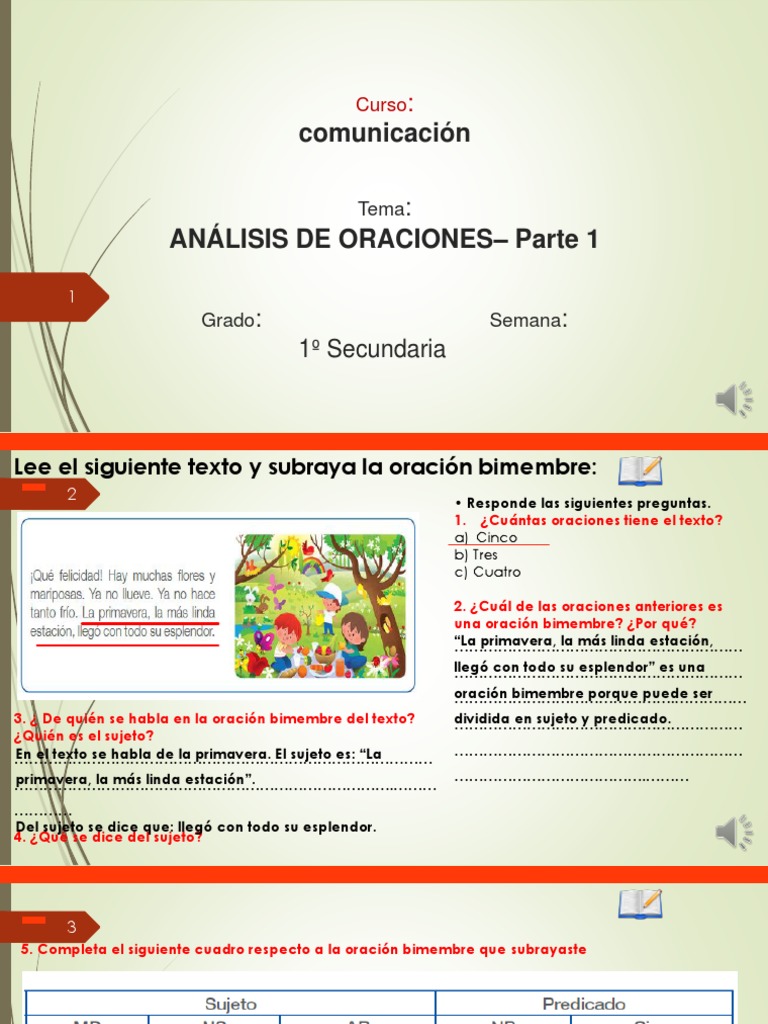 Analisis de La Oracion. | PDF | Asunto (gramática) | Objeto (gramática)