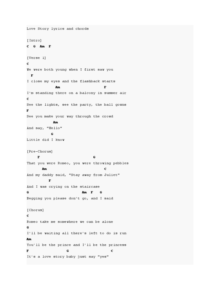 Love Story Lyrics and Chords | PDF | Song Structure
