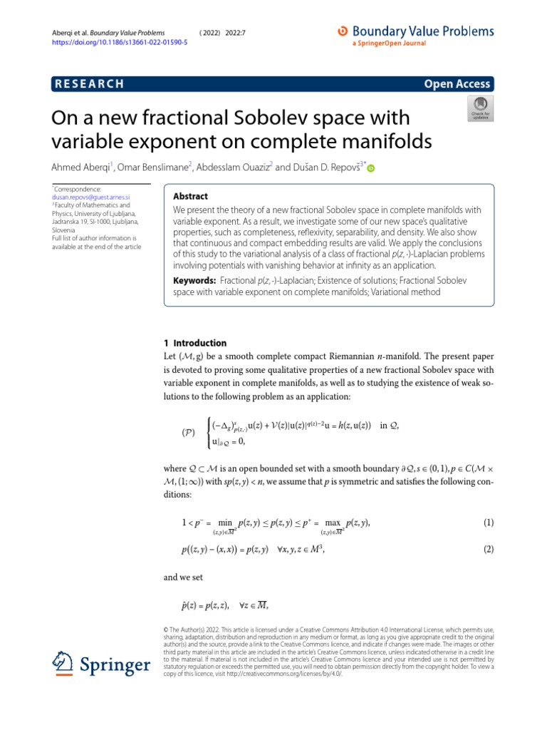 On A New Fractional Sobolev Space With Variable Exponent On Complete ...