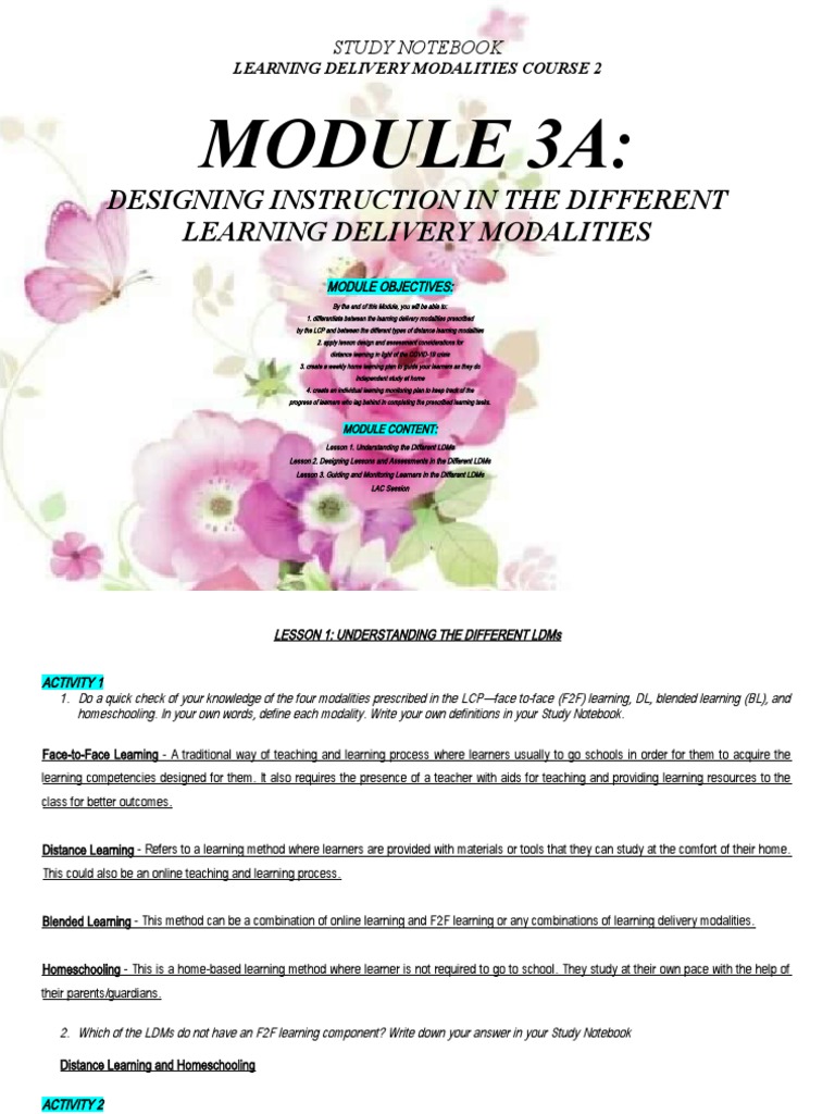 Module 3A Study Notebook | PDF | Educational Assessment | Learning