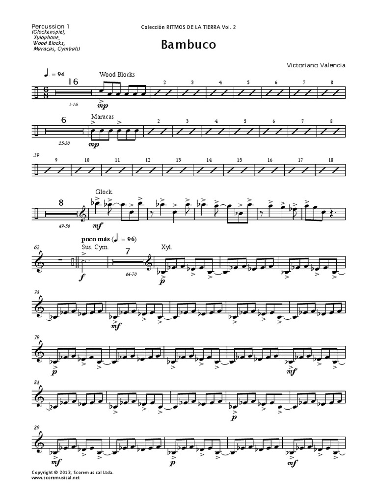 Bambuco - Percussion 1 | PDF | Instrument de percussion
