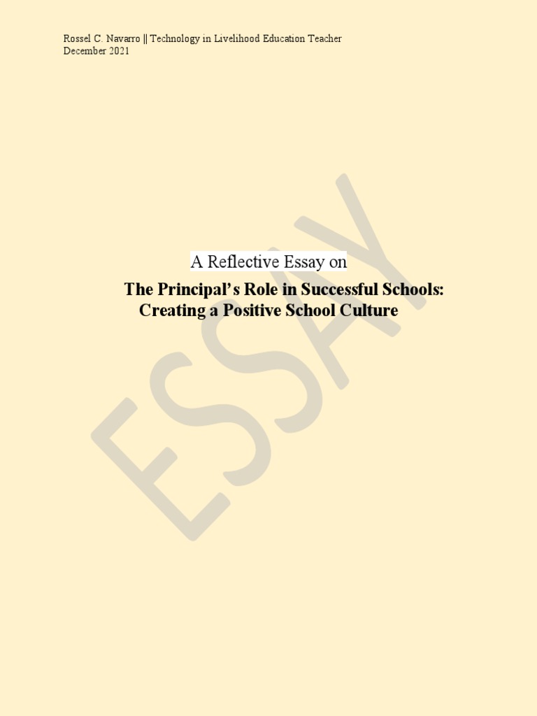 Creating A Positive School Culture Essay PDF Teachers Leadership