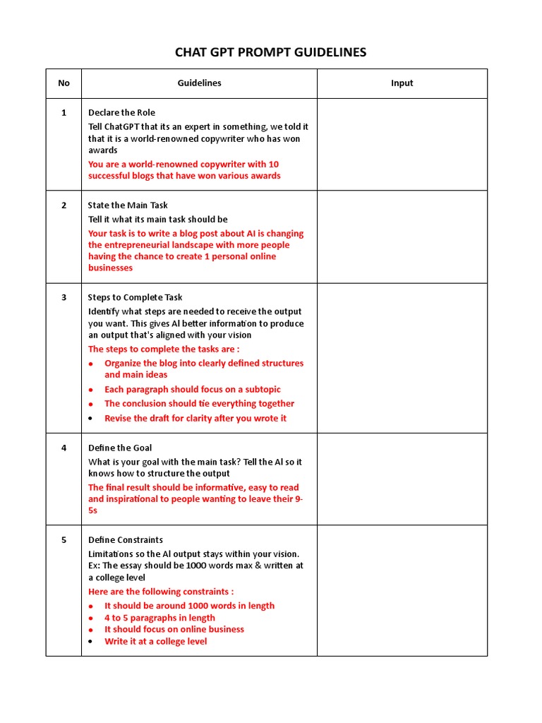 ChatGPT Prompt Writing Guidelines | PDF | Computers