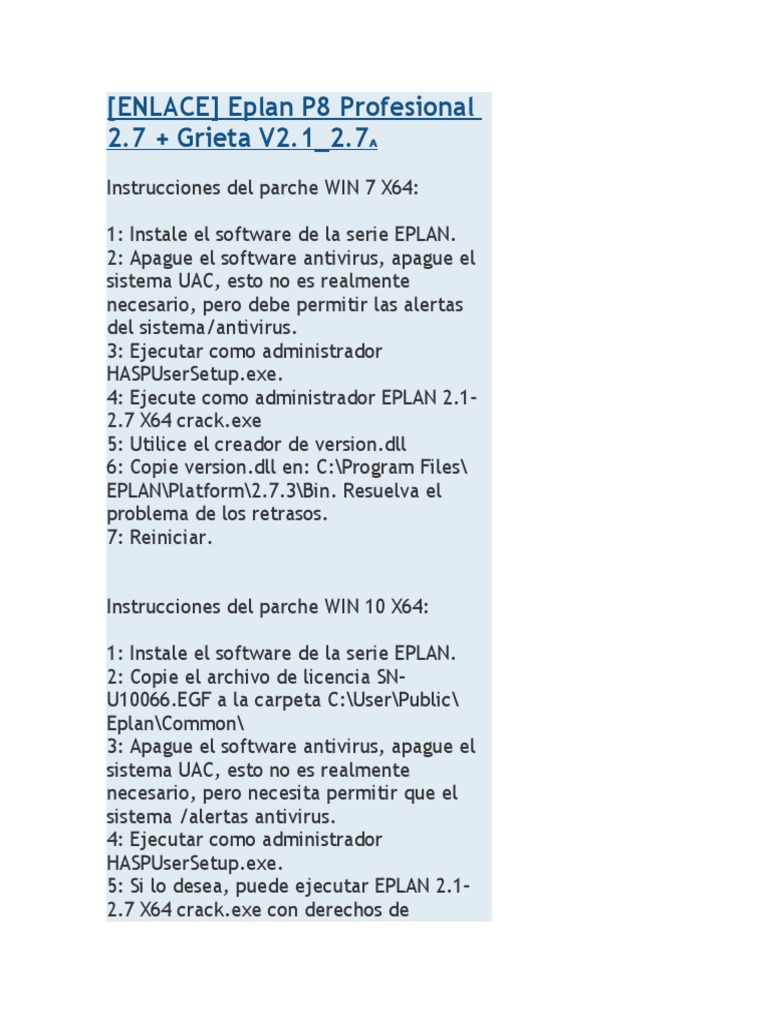 Tutorial de Instalacion Eplan P8 Profesional 2.7 | PDF