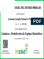 ARMANDO Certificado - Curso - Limpieza - y - Desinfeccin - de - Equipos - Biomdicos