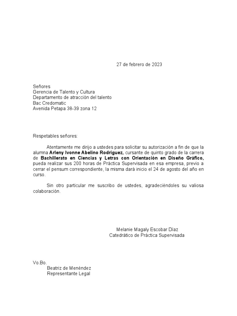 Borrador de La Carta de Práctica Supervisada 2023. | PDF