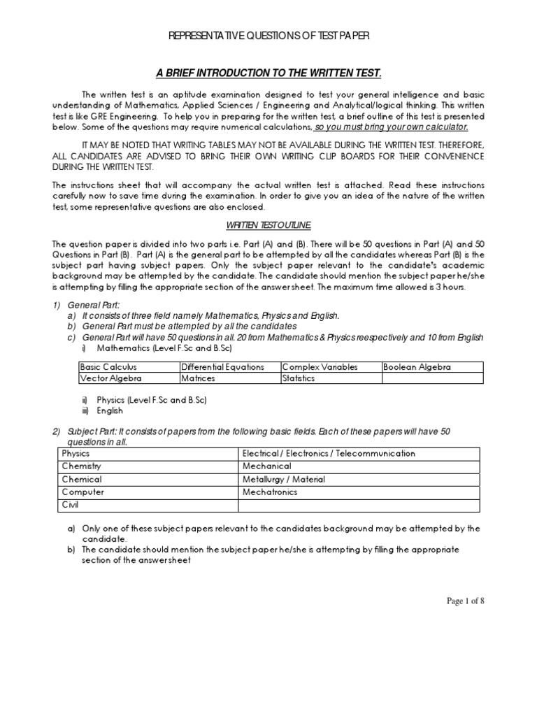 Aptitude Test Paper Overview and Guidelines | PDF
