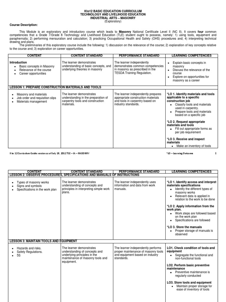 Ia Masonry Cg Pdf Occupational Safety And Health Learning