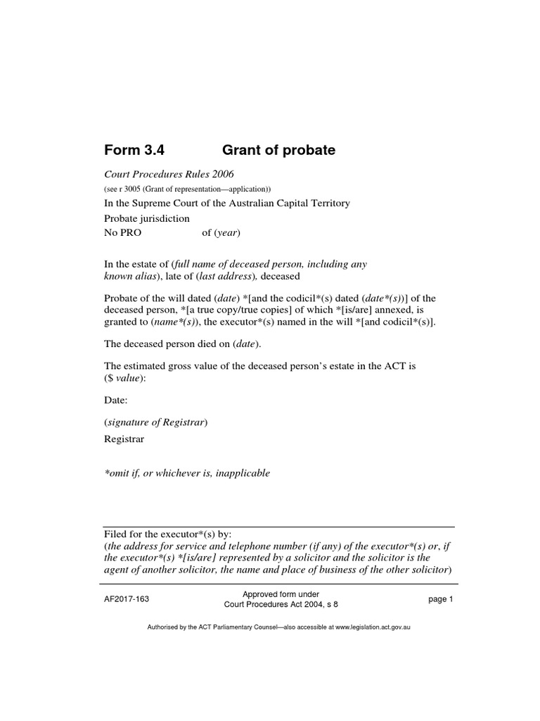 Form 3.4 Grant of Probate PDF