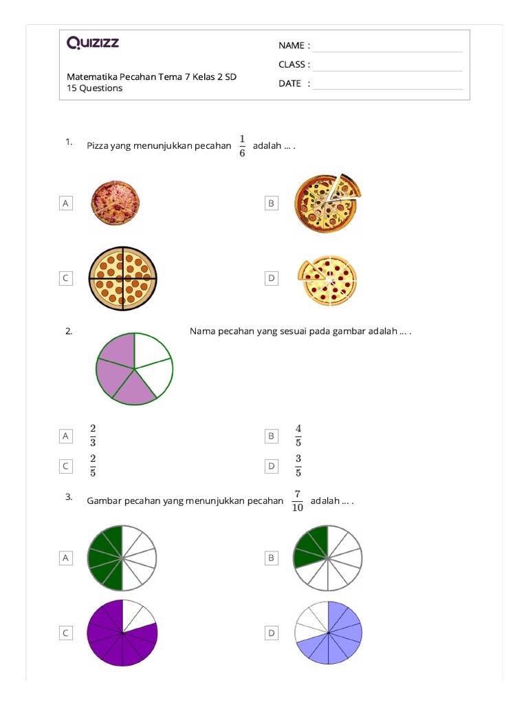 Matematika Pecahan Tema 7 Kelas 2 Sd Pdf