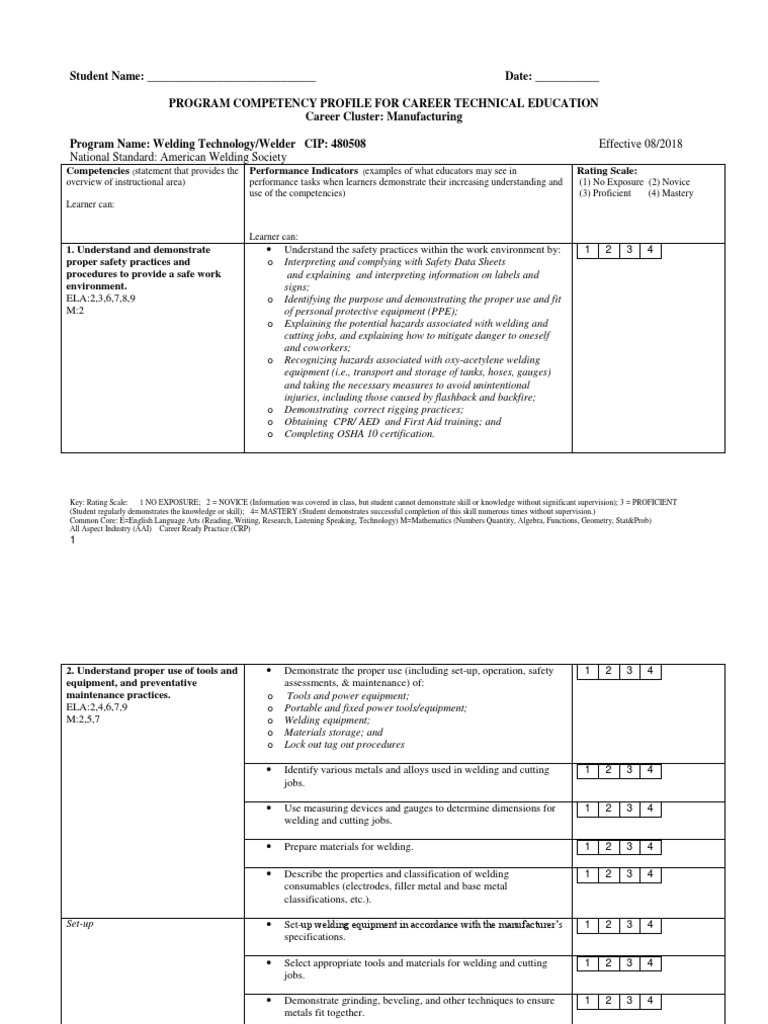Welding Competency Pdf