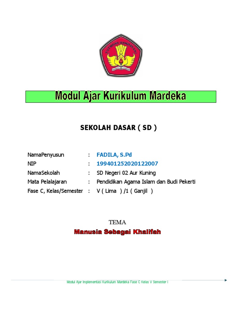Modul Ajar Kelas 5 Bab 3 Manusia Sebagai Khalifah | PDF
