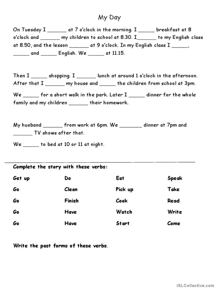 Daily Routine In Present Simple And Past Simple Pdf Linguistics
