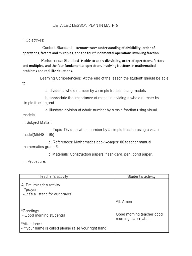 5 E's Math Lesson Plan | PDF