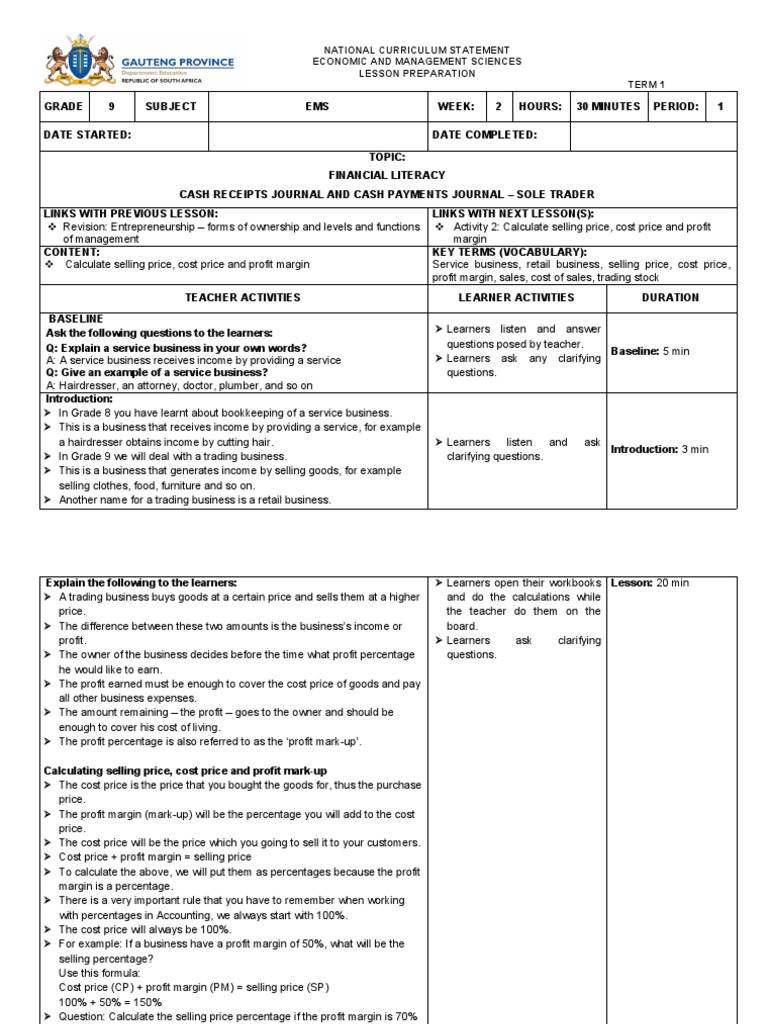 Week 2 Lesson Plan 1 | PDF | Career & Growth | Business