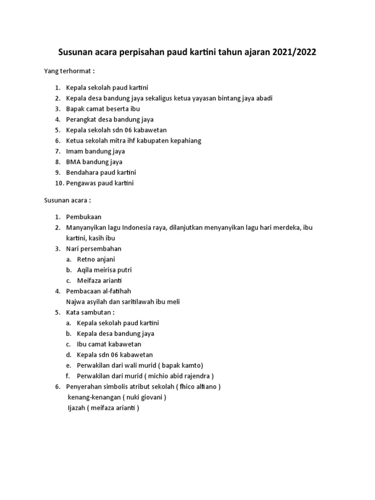 Acara Perpisahan | PDF