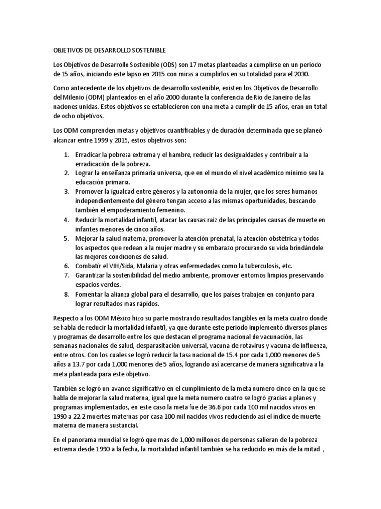 Resumen de los ODS 2030 | PDF | Sustentabilidad | Entorno natural