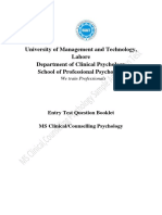 MS Clinical, Counselling Psychology Sample Test