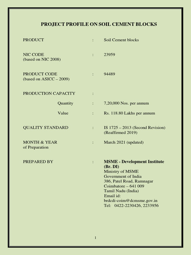 Soil Cement Blocks Project Overview | PDF | Cement | Soil