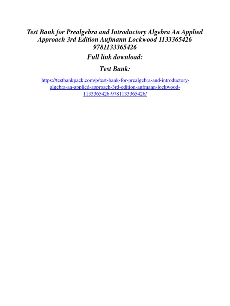 Prealgebra and Introductory Algebra An Applied Approach 3rd Edition ...