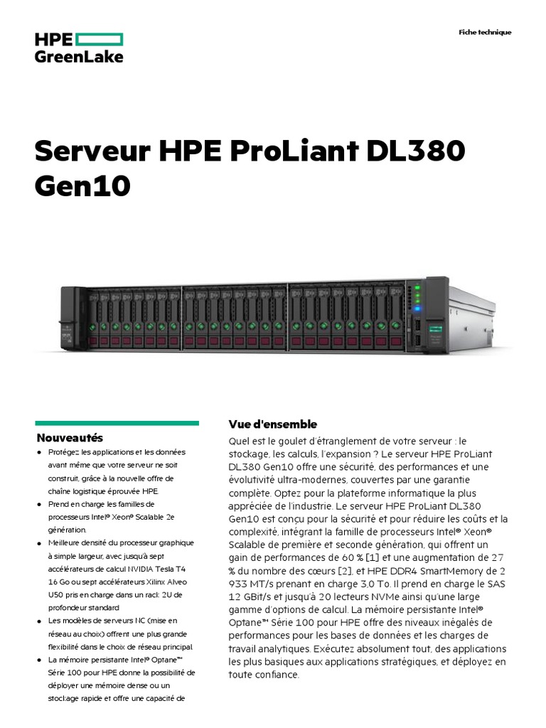 HPE ProLiant DL380 Gen10 server-PSN1010026818CHFR | PDF | Serveur ...