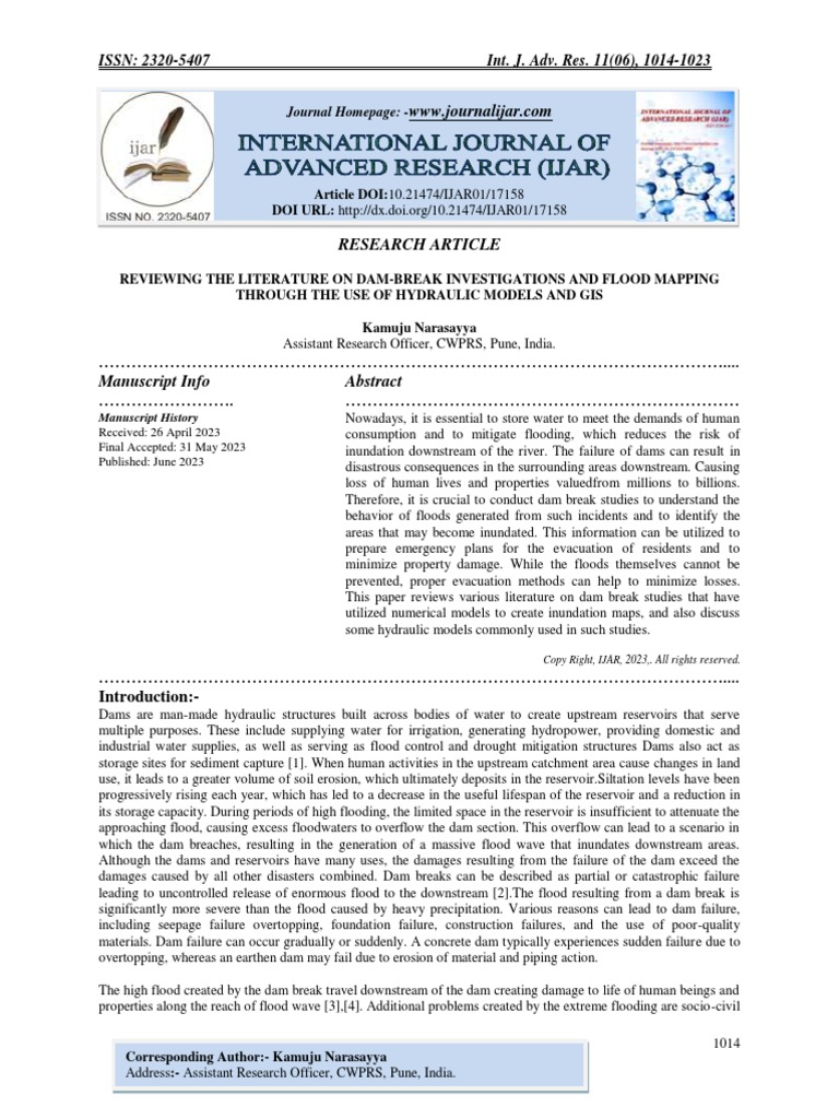 Dam-Break Studies and Flood Mapping | PDF | Flood | Dam