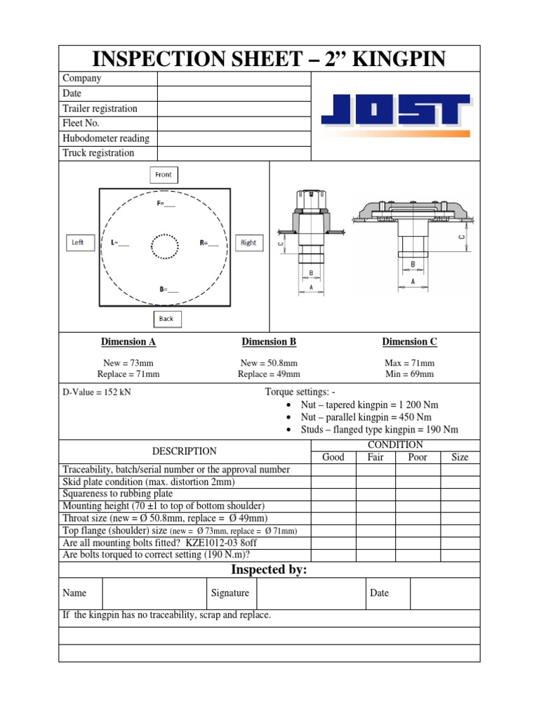 INSPECTIONSHEET-2inchkingpin | PDF