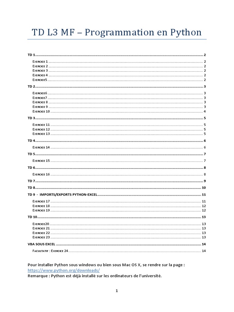 TD L3 MF : Exercices Python | PDF | Méthodes et références pédagogiques ...