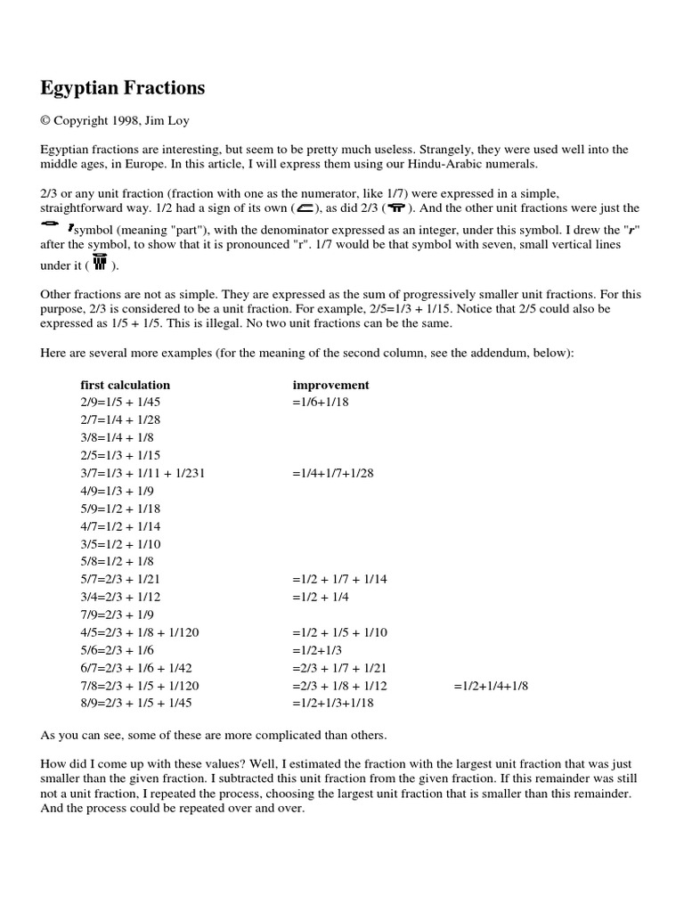 Egyptian Fractions PDF