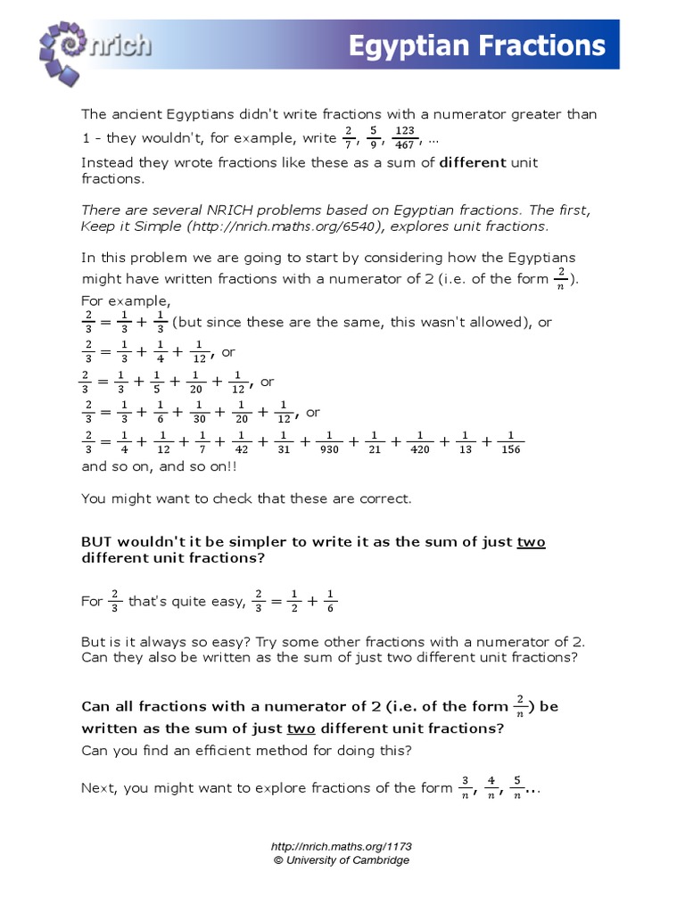 Egyptian Fractions PDF
