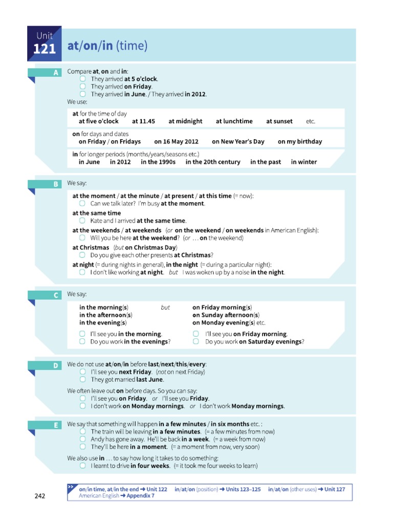 Prepositions In On At Pdf
