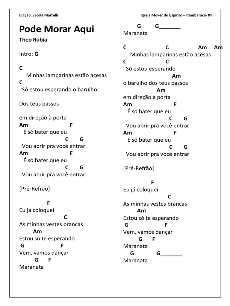 Pode Morar Aqui C PDF Músicas Música gravada