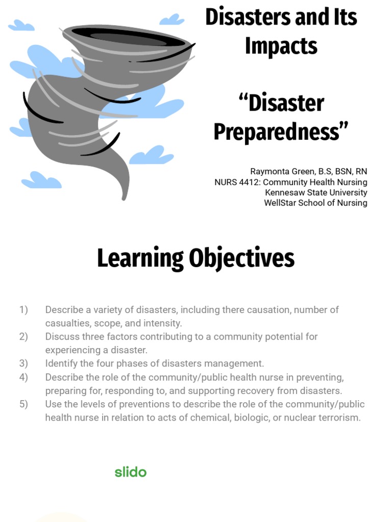disaster preparedness community health PDF Emergency Management Nursing