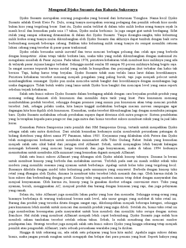 Mengenal Djoko Susanto Dan Rahasia Suksesnya | PDF
