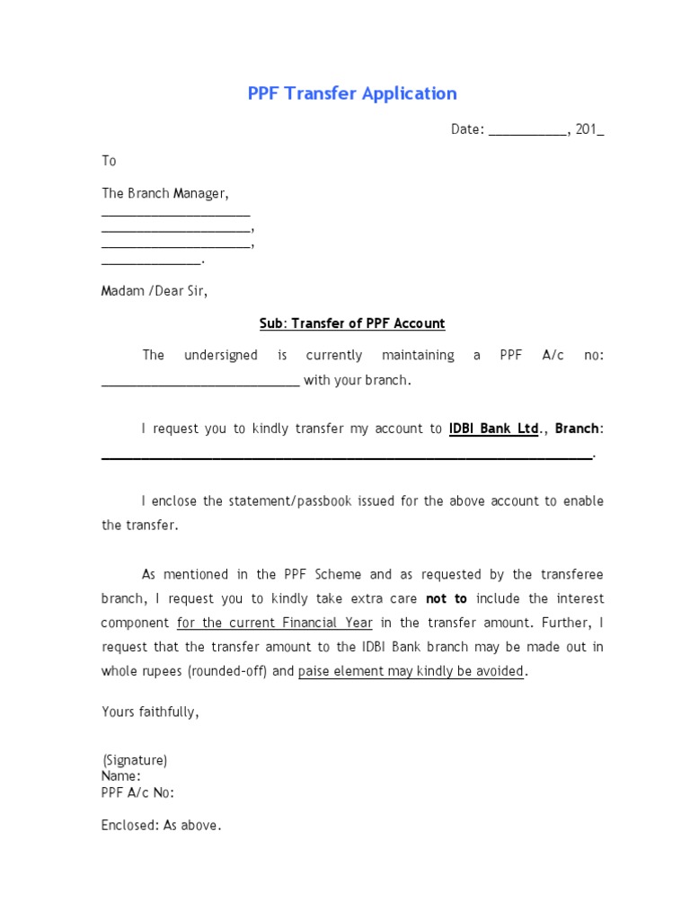 Ppf transfer application pdf