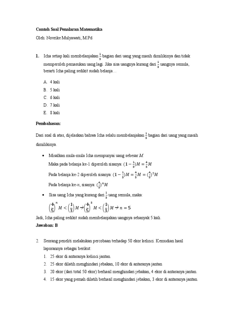 Soal Penalaran Matematika Pdf