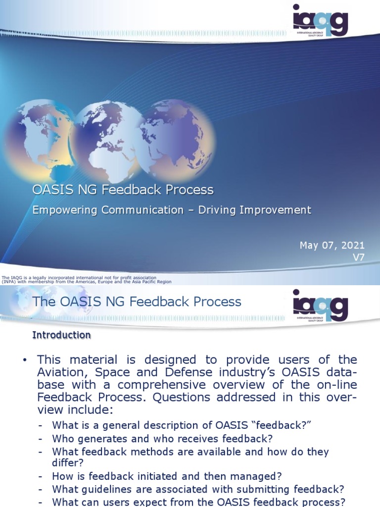 400 OASIS NG Feedback Process V6 | PDF