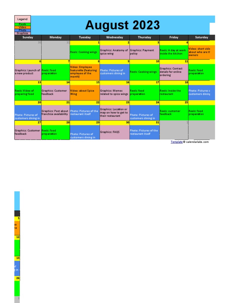 Social Media Calendar Sample PDF