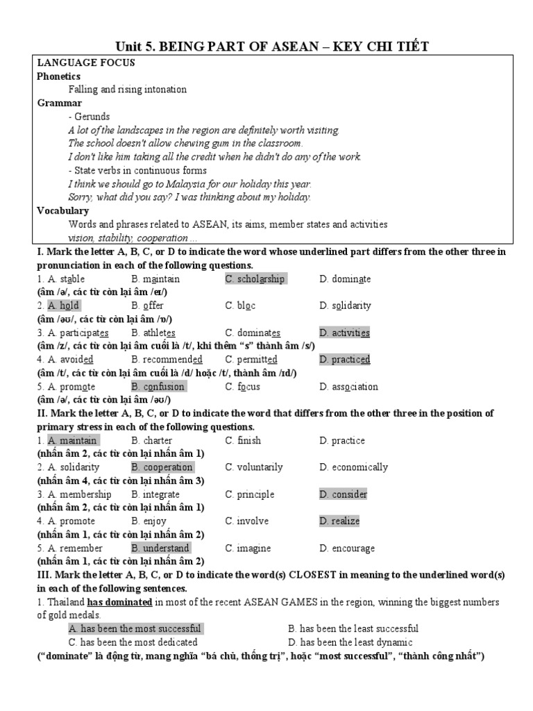 Unit 5 Key Chi Tiáº T Pdf