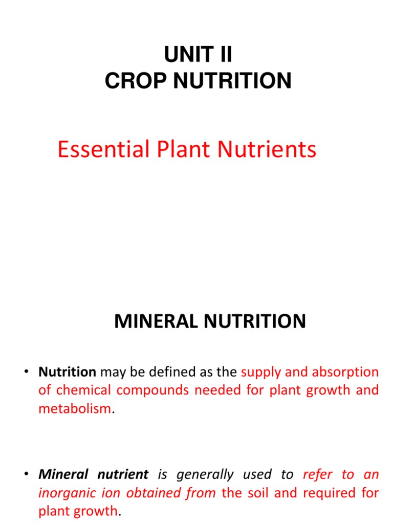 Unit 2 Agr105 PDF Fertilizer Plant Nutrition