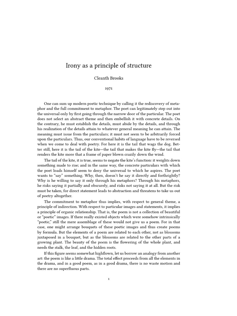 Irony As A Principle of Structure | PDF