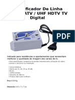 Amplificador De Linha  VHF - CATV - UHF HDTV TV Digital
