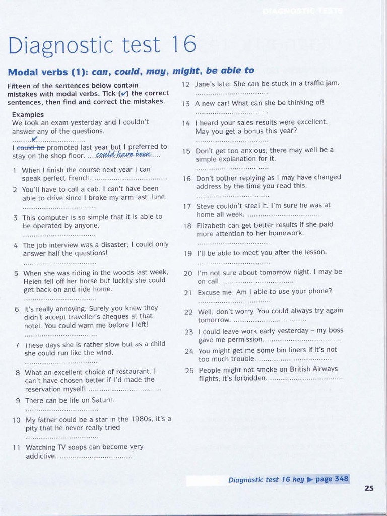 PG2 (W02) - Diagnostic Test - Modals I | PDF