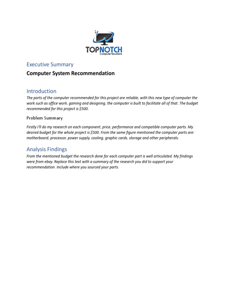 Project Executive Summary Pdf