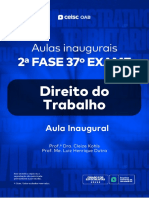 E-Book Aulas Inaugurais 37º Exame - 2 Fase Direito Do Trabalho